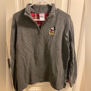 Disney Direct M Sweatshirt Gray Mickey Mouse Collared Pullover 100 Cotton Medium